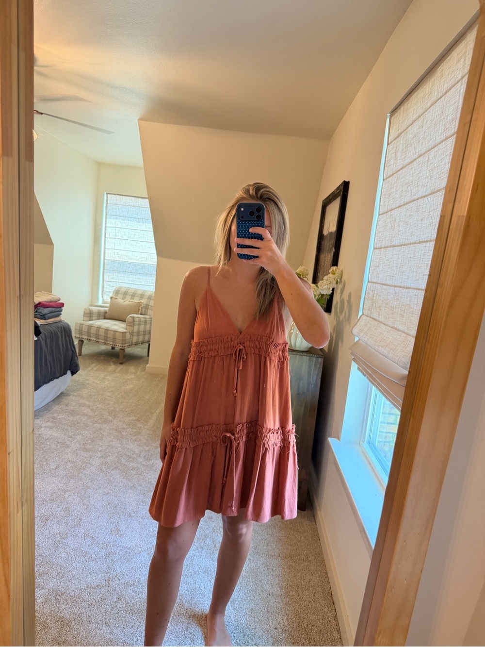 Rust Tiered V-Neck Sundress - Unbranded